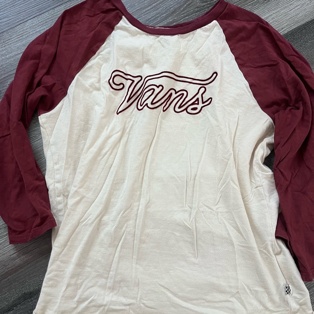 Burgundy and Cream Vans Baseball T